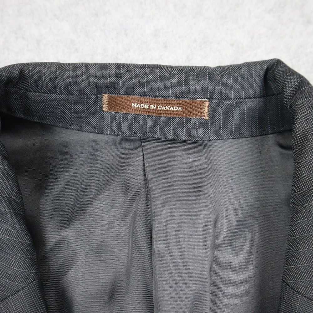 Peter Millar Wool Blazer Mens 44T Gray Herringbone 2-Button Wool Suit Jacket